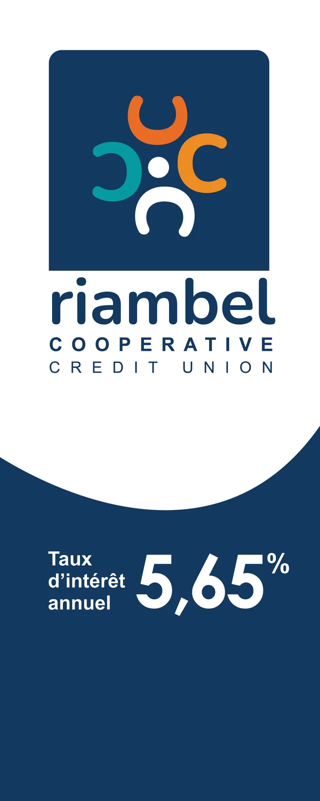 Roll-up banner, 80 × 200 cm, for a cooperative credit union